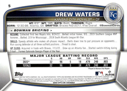 2023 Topps Bowman Drew Waters RC Kansas City Royals #5