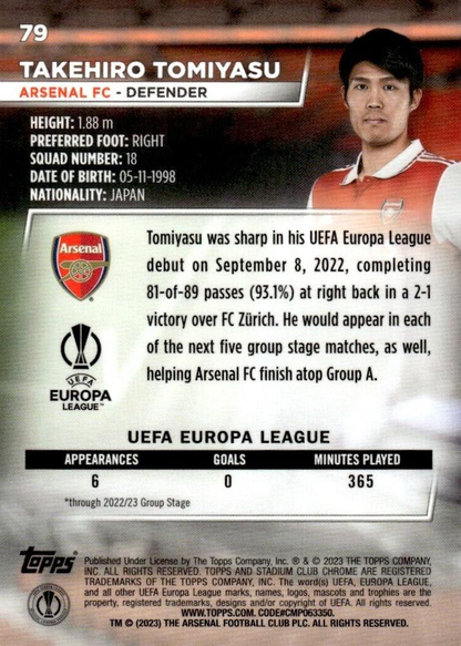 2022 Topps Stadium Club Chrome UCC Takehiro Tomiyasu #79 Arsenal FC