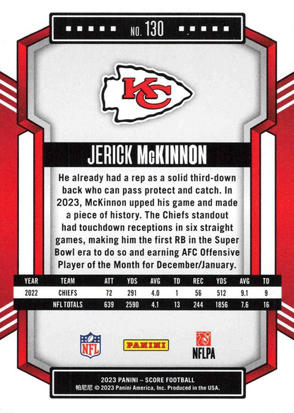 2023 Panini Score Football Jerick McKinnon Kansas City Chiefs #130