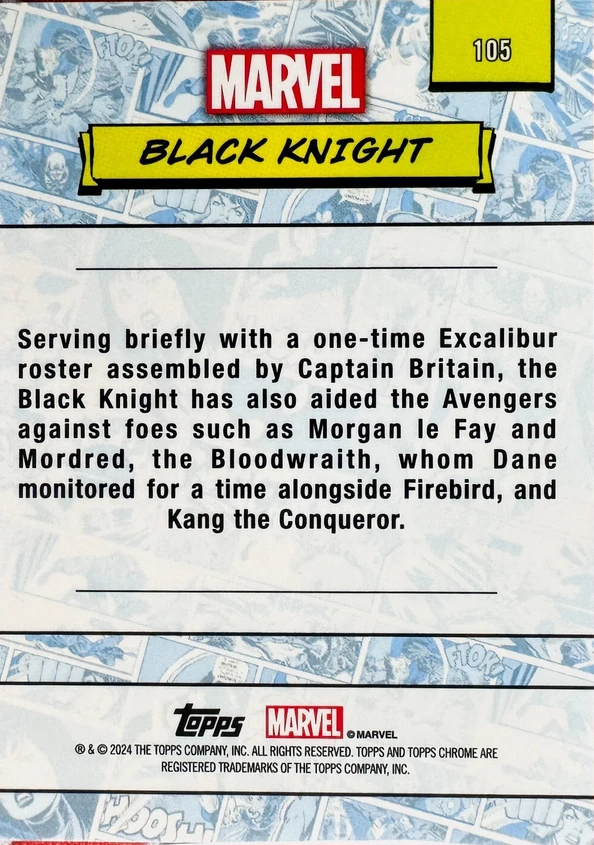 2024 Topps Chrome Marvel Black Knight #105