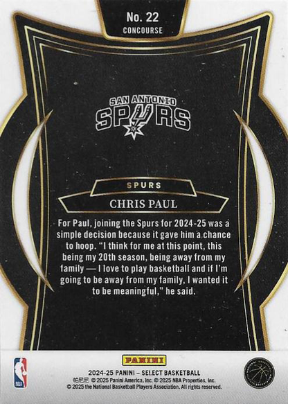 2024 Panini Select Chris Paul Blue #22 San Antonio Spurs