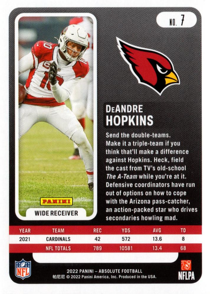 2022 Panini Absolute DeAndre Hopkins #7 Arizona Cardinals