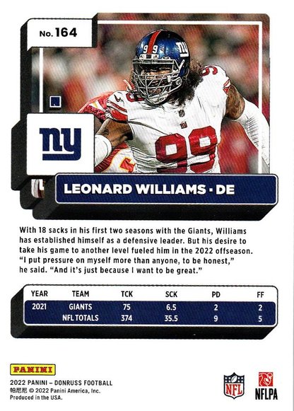 2022 Panini Donruss Leonard Williams #164 New York Giants