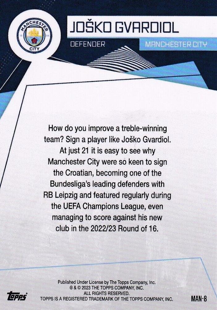2023 Topps Manchester City Fan Set Joško Gvardiol #MAN-8