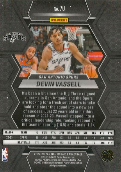 2022 Panini Mosaic Devin Vassell #70 San Antonio Spurs