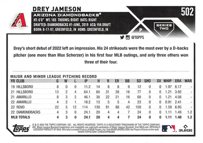 2023 Topps Series 2 Drey Jameson RC Arizona Diamondbacks #502