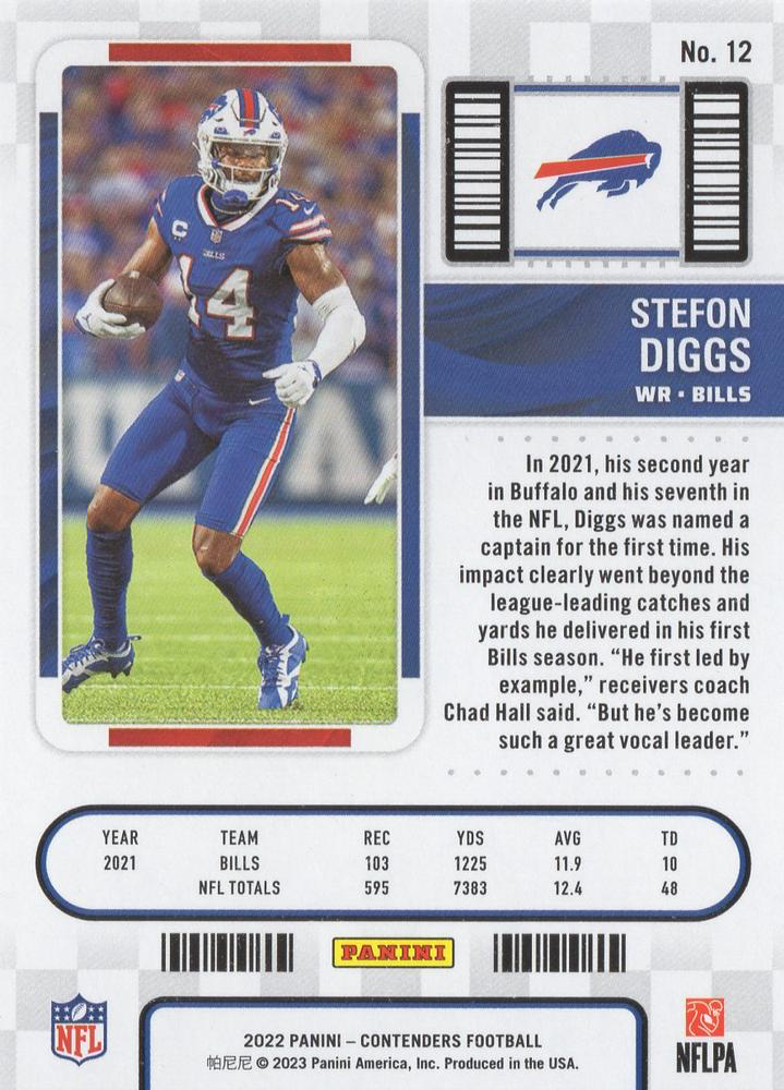 2022 Panini Contenders Stefon Diggs Buffalo Bills #12
