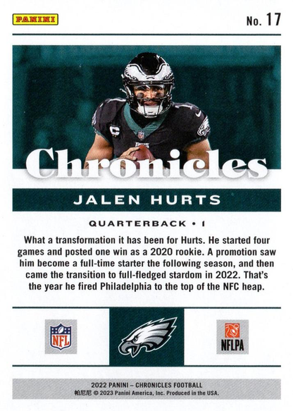 2022 Panini Chronicles Jalen Hurts #17 Philadelphia Eagles