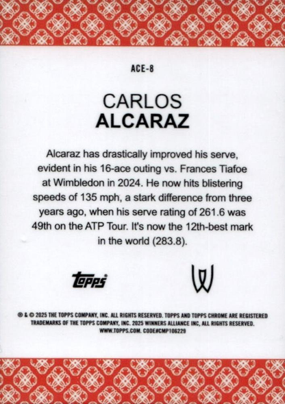 2025 Topps Chrome Tennis Aces Carlos Alcaraz #ACE-8