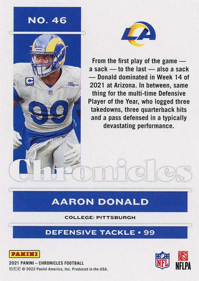 2021 Panini Chronicles Aaron Donald #46 Los Angeles Rams