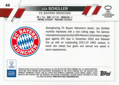 2022 Topps Chrome UCC Women's Lea Schuller #44 FC Bayern Munchen