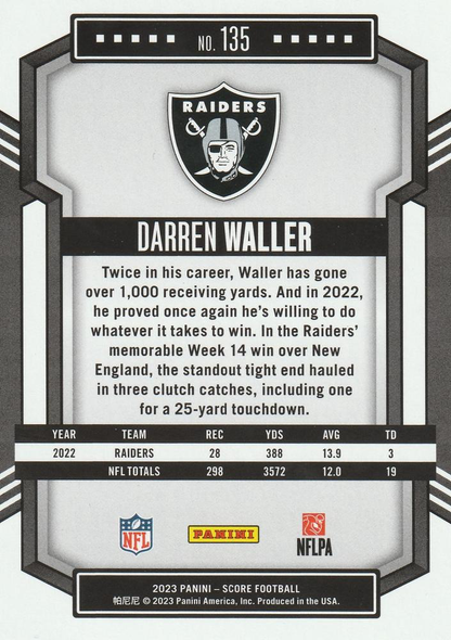 2023 Panini Score Football Darren Waller Las Vegas Raiders #135