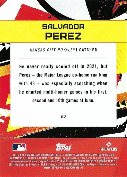 2022 Topps Fire Salvador Perez Kansas City Royals #67