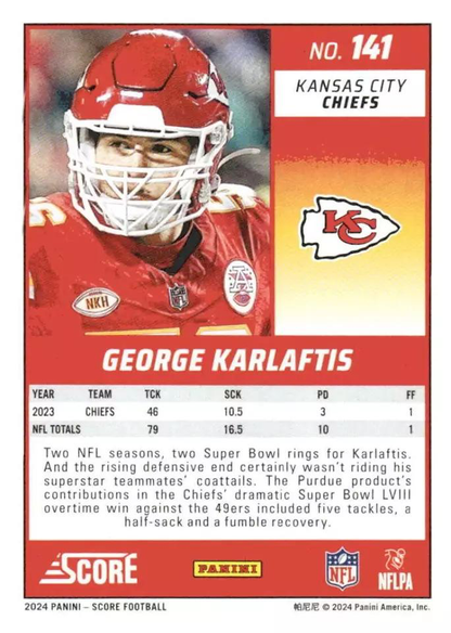 2024 Panini Score Football George Karlaftis Kansas City Chiefs #141