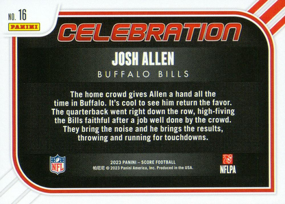 2023 Panini Score Football Celebration Josh Allen Buffalo Bills #16