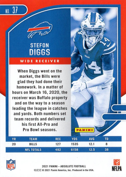 2021 Panini Absolute Retail Stefon Diggs #37 Buffalo Bills