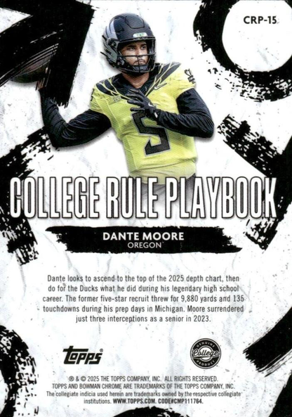 2025 Topps Bowman U Chrome College Rule Playbook Dante Moore #CRP-15 Oregon Ducks