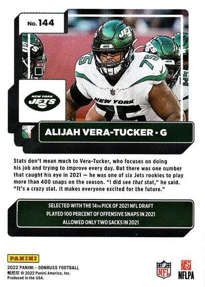 2022 Panini Donruss Alijah Vera-Tucker #144 New York Jets