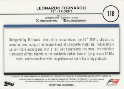 2024 Topps Chrome Formula 1 Leonardo Fornaroli F3C #118 Trident