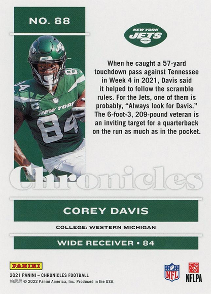 2021 Panini Chronicles Corey Davis #88 New York Jets