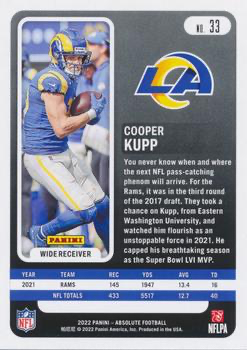 2022 Panini Absolute Cooper Kupp #33 Los Angeles Rams