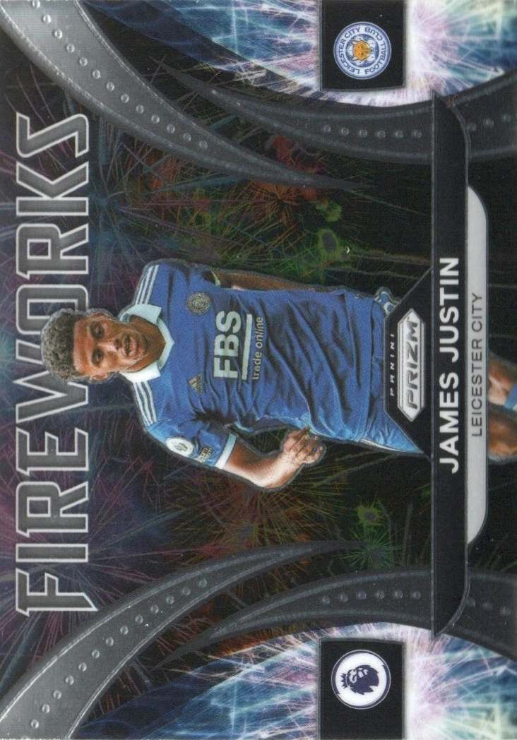 2022 Panini Prizm Premier League James Justin Fireworks #7 Leicester City