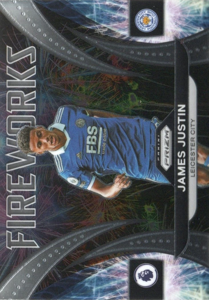 2022 Panini Prizm Premier League James Justin Fireworks #7 Leicester City