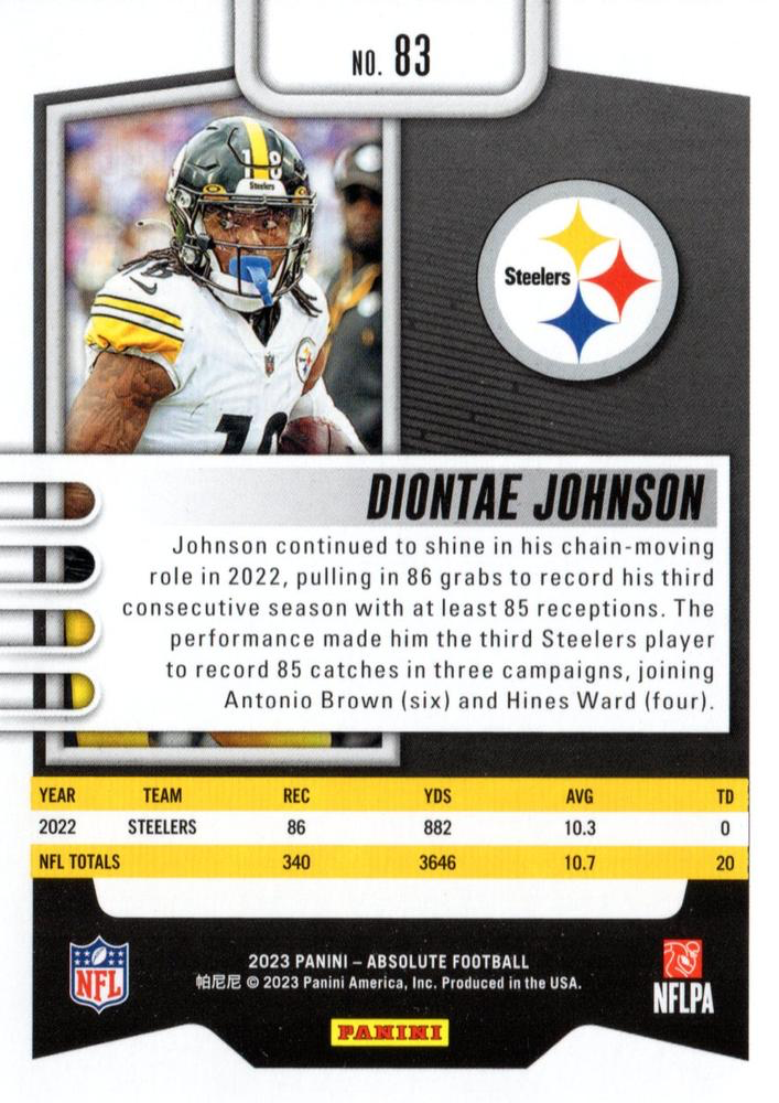 2023 Panini Absolute Diontae Johnson #83 Pittsburgh Steelers