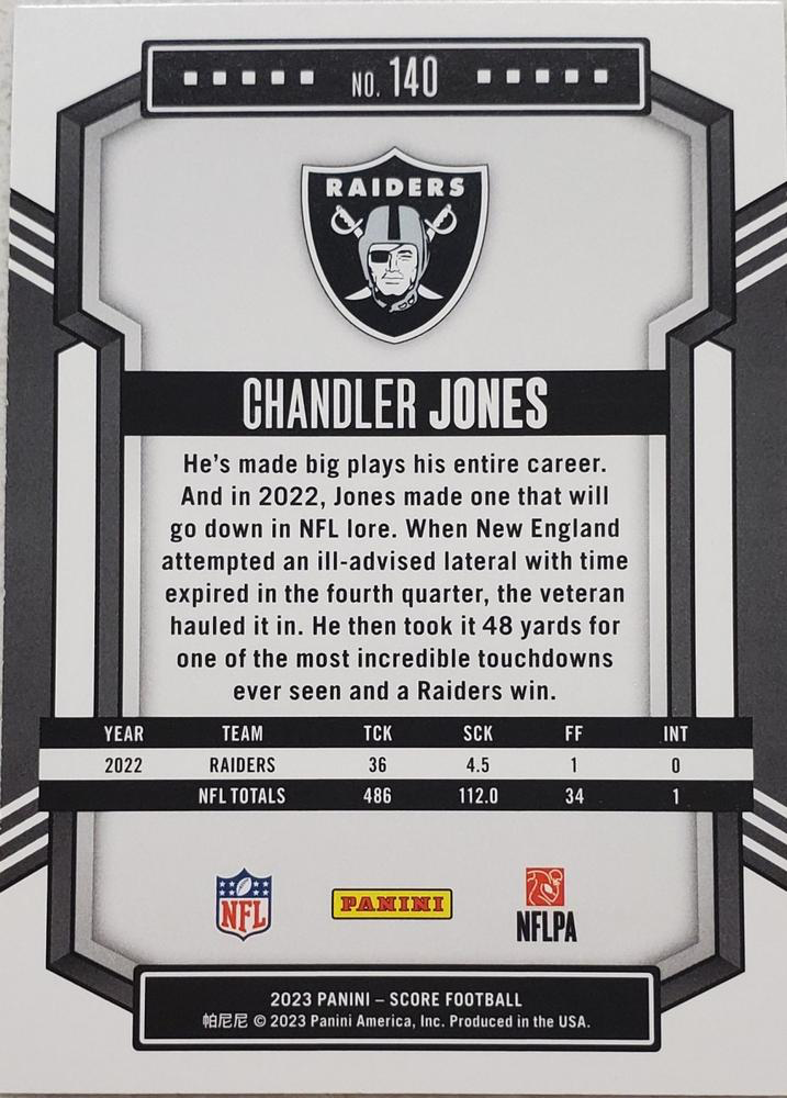 2023 Panini Score Football Chandler Jones Las Vegas Raiders #140
