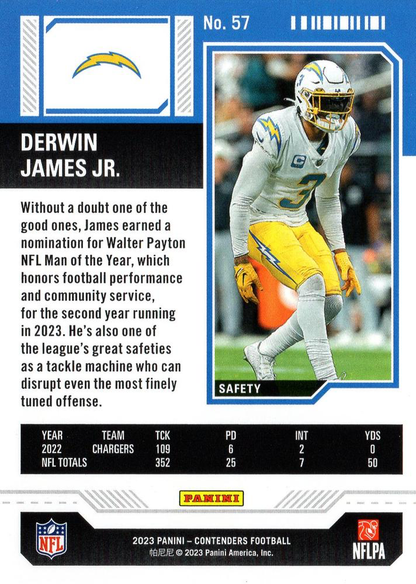 2023 Panini Contenders Derwin James Jr. Los Angeles Chargers #57