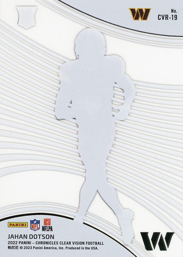 2022 Panini Chronicles Clear Vision Rookies RC Jahan Dotson #CVR-19 Washington Commanders