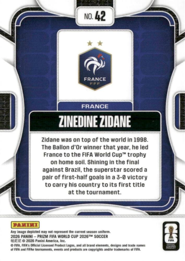 2026 Panini Prizm World Cup Zinedine Zidane #42 France