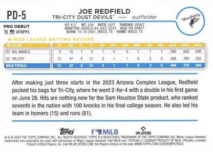 2024 Topps Pro Debut Joe Redfield #PD-5 Tri-City Dust Devils