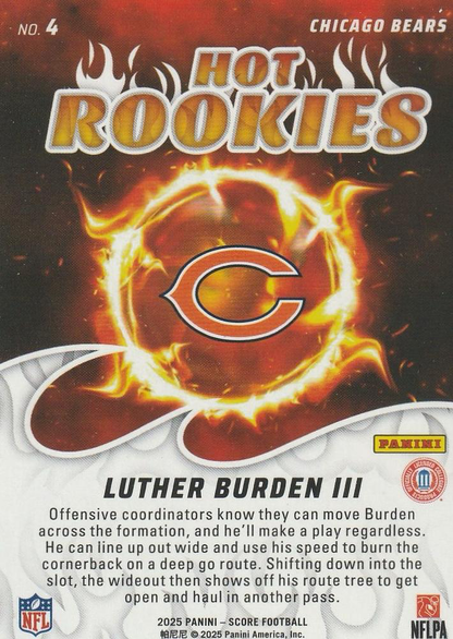 2025 Panini Score Hot Rookies Luther Burden III #4 Chicago Bears