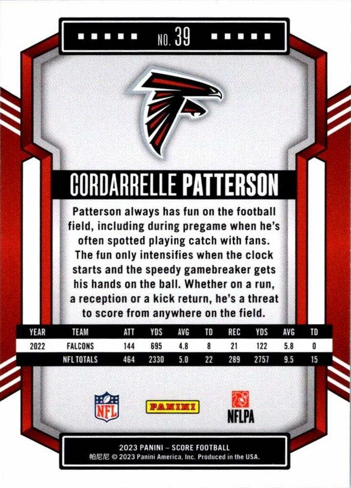 2023 Panini Score Football Cordarrelle Patterson Atlanta Falcons #39
