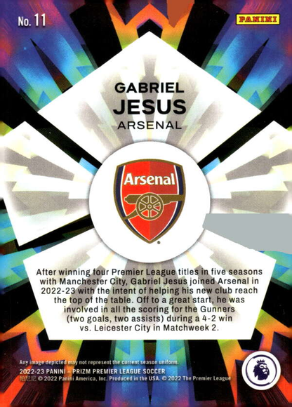 2022 Panini Prizm Premier League Gabriel Jesus Kaleidoscopic #11 Arsenal FC