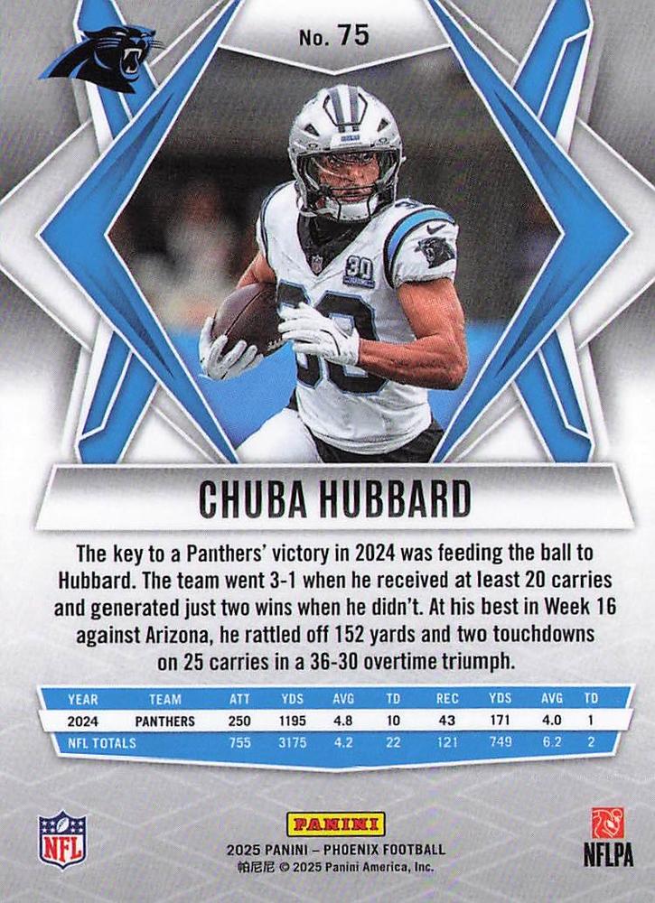 2025 Panini Phoenix Chuba Hubbard #75 Carolina Panthers