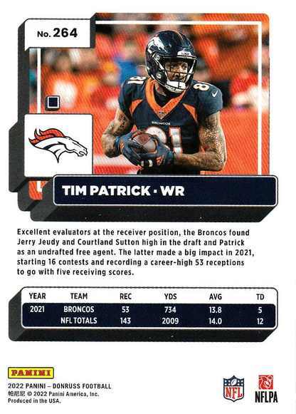 2022 Panini Donruss Tim Patrick #264 Denver Broncos