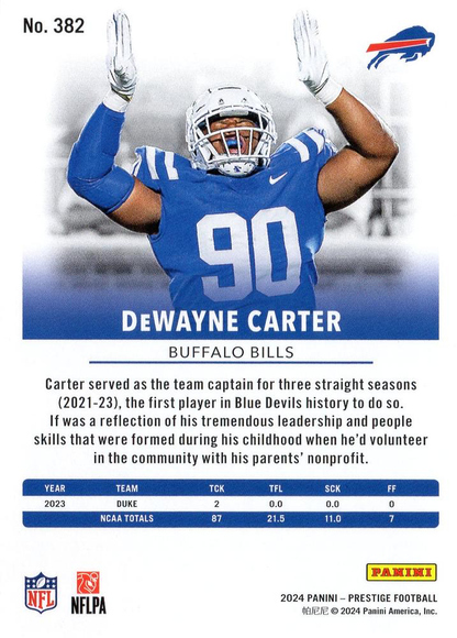 2024 Panini Prestige DeWayne Carter RC #382 Buffalo Bills