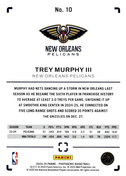 2024 Panini Photogenic Trey Murphy III #10 New Orleans Pelicans