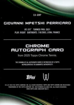 2025 Topps Chrome Tennis Autograph Geometric Giovanni Mpetshi Perricard #CA-GMP