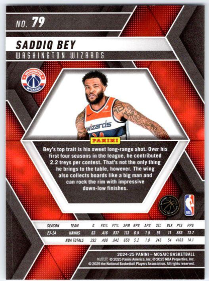 2024 Panini Mosaic Saddiq Bey #79 Washington Wizards