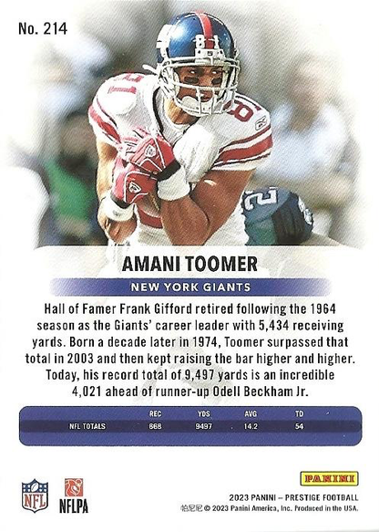 2023 Panini Prestige Amani Toomer #214 New York Giants