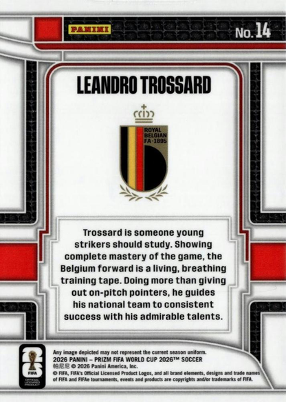 2026 Panini Prizm World Cup Scorers Club Leandro Trossard #14 Belgique