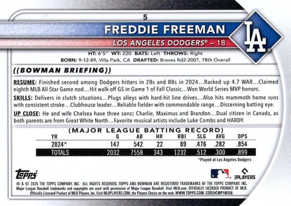 2025 Topps Bowman Freddie Freeman Los Angeles Dodgers #5