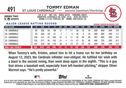 2024 Topps Series 2 Tommy Edman #491 St. Louis Cardinals