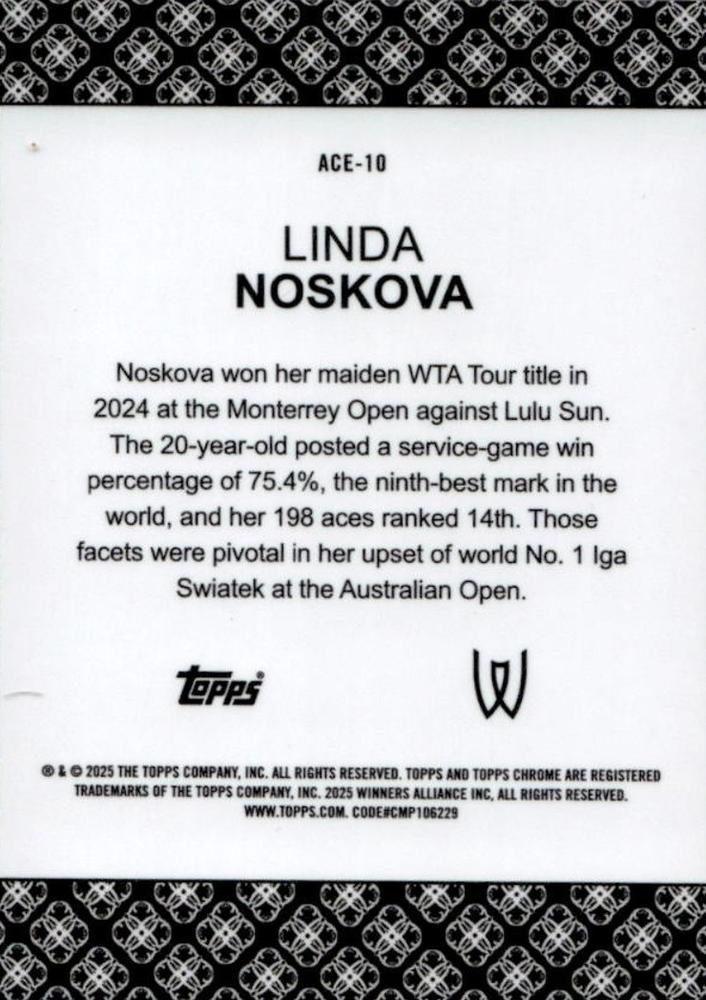 2025 Topps Chrome Tennis Aces Linda Noskova #ACE-10