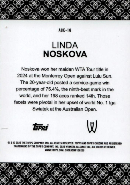 2025 Topps Chrome Tennis Aces Linda Noskova #ACE-10