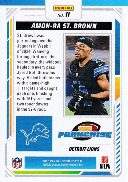 2025 Panini Score The Franchise Amon-Ra St. Brown #11 Detroit Lions