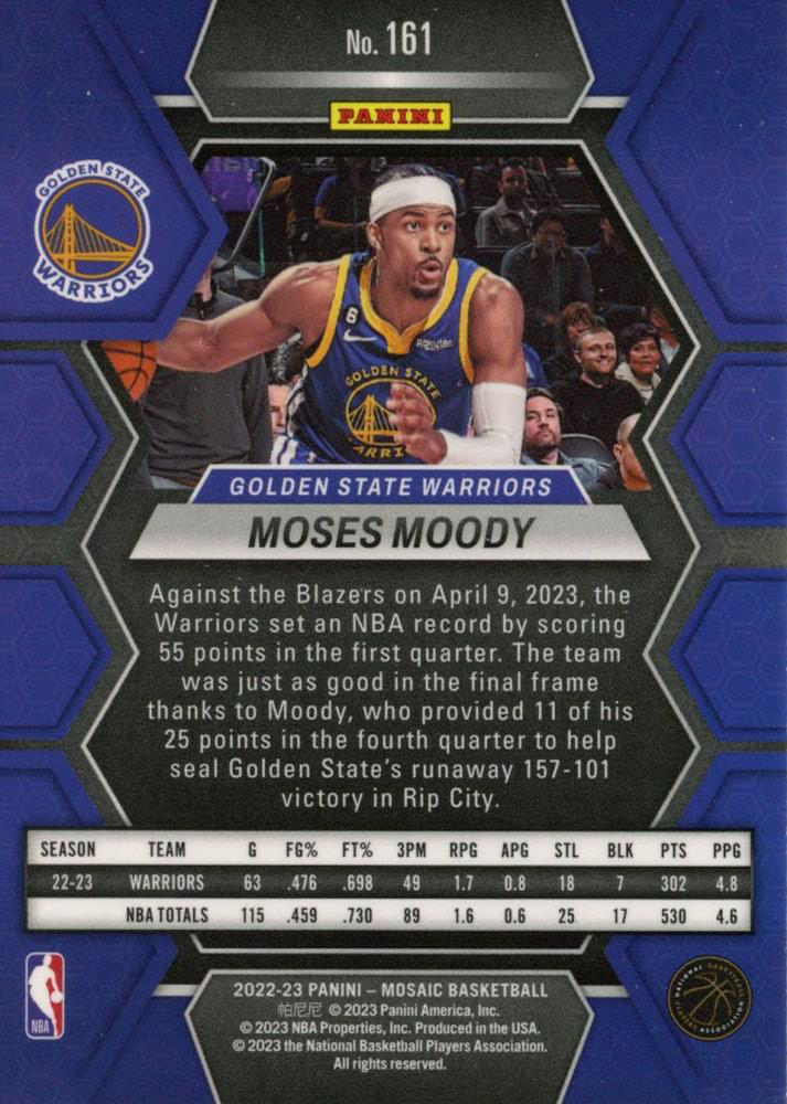 2022 Panini Mosaic Moses Moody #161 Golden State Warriors